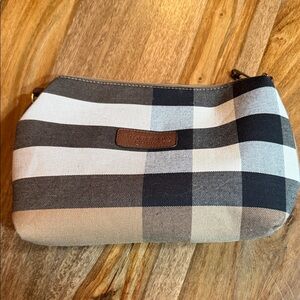 Burberry Plaid Canvas Pouch in Black and Tan